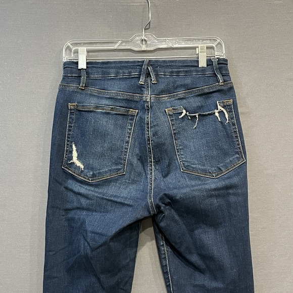 Good American Tapered Leg Skinny Jeans Women's 8/29 Blue High Rise Distressed - Picture 5 of 12